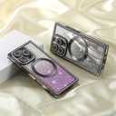 Misscase Magnetic Glitter Case for iPhone 16 Pro Max 6.9 Inch, Camera Protection, Compatible with MagSafe, Rectangle Cute Bling Sparkle Diamond Colorful Phone Cover, Drop-Tested & Shockproof-Purple