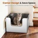 2 Pack XXXL Corner Stainless Steel Cat Litter Box with High Sides,XXL Square Metal Litter Box with Tall Walls for Maine Coon Big&Multiple Cats,One-Piece High Sided,Extra Large,Anti-Leakage,Non Stick