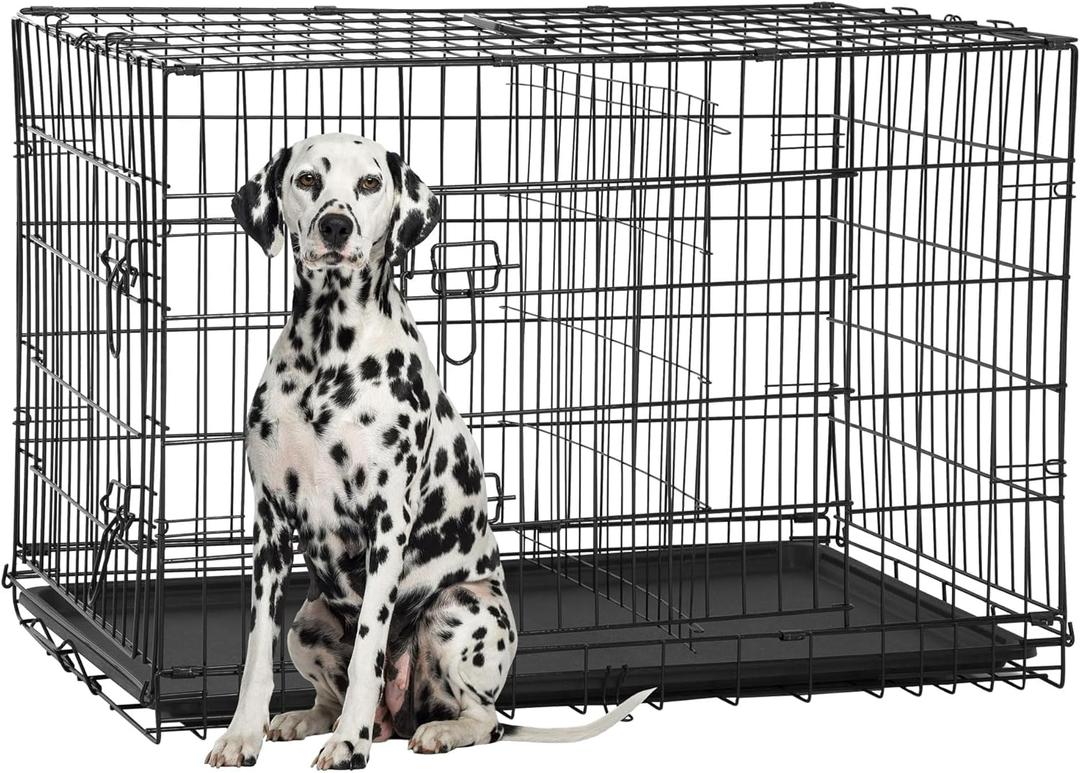 FDW Extra Large Dog Crate Dog Kennel Cage with Double Door,48 inch Folding Metal Wire Dog Cage with Removable Tray & Divider Panel, Pet Crate for Large Dogs, Black FDW Extra Large Dog Crate Dog Kennel Cage with Double Door,48 inch Folding Metal Wire Dog Cage with Removable Tray & Divider Panel, Pet Crate for Large Dogs, Black