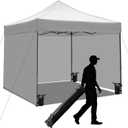 10x10 Pop up Canopy Tent with Sidewalls,Heavy Duty Waterproof Sun Shade Canopy Easy up Canopy with Wheel Bag Commercial Gazebo Tent for Outdoors Parties Vendors Camping Beach (Light Gray)