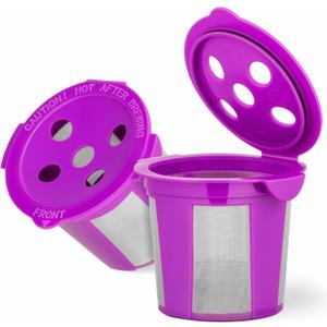 Reusable K Cups for Keurig K Supreme, K Supreme Plus, K Slim, K-Duo Gen2, K-Brew Chill with MultiStream Technology, 2 Pack K Cup Coffee Filters - Purple