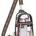 PACKISM Clear Sling Bag Stadium Approved - Clear Bag for Stadium Events & Holographic Bag for Music Festivals Jacquard Strap (01_black)