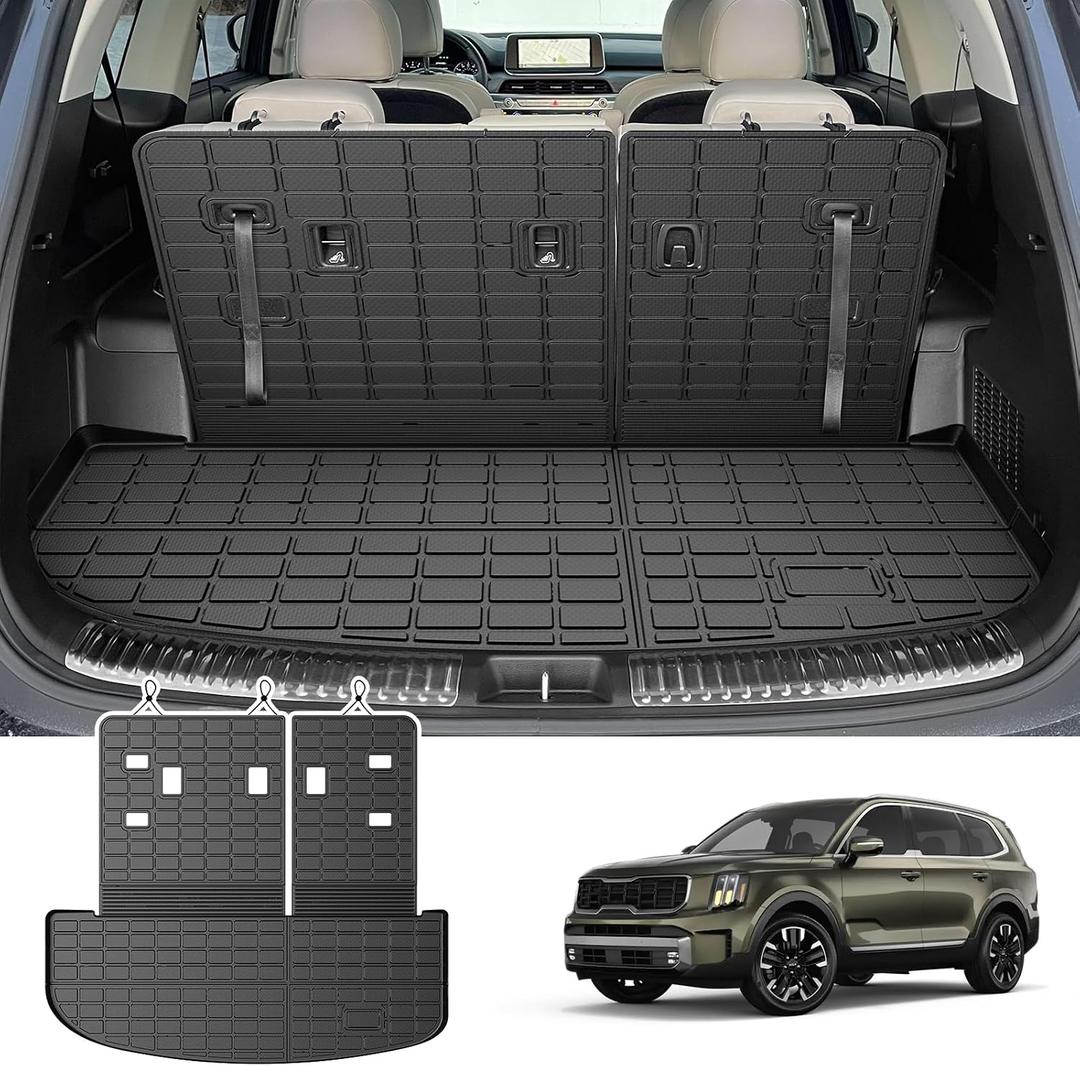 Cartist Cargo Mat & Backrest Mat Fits for Kia Telluride 2020 2021 2022 2023 2024 2025 (7/8 Passenger) All Weather TPE Trunk mat for Telluride Car Accessories for Telluride 2020-2025