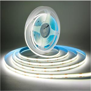 LED Strip Lights COB, DC 12V 16.4ft Band 320 LEDs/M Total 1600 LEDs White 6000K Neon Flexible Super Bright Rope Light Strips for Party, Counter, Shelf, Home Decor
