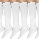 Winterlace 6 Pairs Cotton Knee High Socks for Women, Colorful Thick Ribbed Soft Knit Cozy Long Boot Sock, Size 9-11