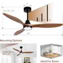 Ovlaim 52 Inch Wood Ceiling Fan with Light Remote Control, Quiet DC Motor, 3 Blades Indoor Ceiling Fan for Bedroom Living Room, ETL Listed