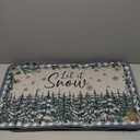 3 Pcs Christmas Kitchen Rugs and Mats Welcome Winter Let It Sonw Deer Tree Snowflakes Christmas Kitchen Mats Set of 3 for Xmas Home Christmas Kitchen Mats for Floor Bathroom Indoor (Green), Size46*17, 28*17 - 2 pcs