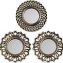 BONNYCO Wall Mirrors Pack of 3, Round Gold Mirrors for Home Decor Bedroom and Living Room. Espejos Decorativos de Pared Sala Dormitorio, Circle Wall Decor Minimalist Vintage Chic. Gifts for Women Mums