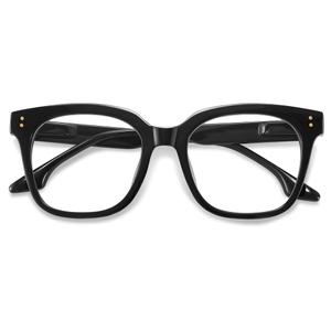 kunchu Reading Glasses for Women & Men - Blue Light Blocking for Computer/Phones, Oversize Style & Spring Hinge(Black,1.0X)