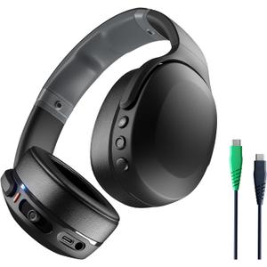 Skullcandy Crusher Evo Wireless Bluetooth Headphones with Multi-Sensory Bass and Charging Cable, Noise Isolating Over-Ear Fit, Up to 40 Hours Battery, Microphone for iPhone Android - True Black