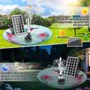 Solar Fountain Pump with Adjust Glass Panel, Upgrade 3.5W Solar Water Pump with Stake, 16.4ft Cable, 2000mAh Battery, White LED Lights, Solar Powered Fountain Kits for Bird Bath, Hummingbird