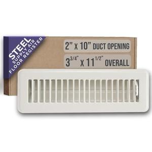 Fits 2x10 and 10x2 Duct Opening | Floor Register with Louvered Design by Handua | Heavy Duty Walkable Design with Damper | Floor Vent Grille | Easy to Adjust Air Supply Lever | Off White