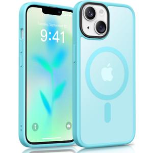 GONEZ Magnetic for iPhone 14 Case,Compatible with MagSafe,[Military-Grade Drop Protection][Anti-Fingerprint] Slim Translucent Matte Shockproof Phone Protective Case for iPhone 14 6.1"(Light Blue)