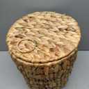 Coeusy 4 Gallon Wicker Trash Can with Lid, Small Bathroom Trash Can, Water Hyacinth Woven Waste Basket, Rattan Boho Decorative Garbage Can with Removable Liner for Bedroom, Home Office (Round,Natural)