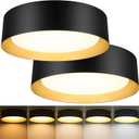 2-Pack Flush Mount Ceiling Lights, 25W LED Ceiling Light Fixtures 300W Equivalent 2600LM 5CCT Adjustable Modern Black and Gold Flush Mount Dimmable Ceiling Lamps for Bathroom Hallway Bedroom