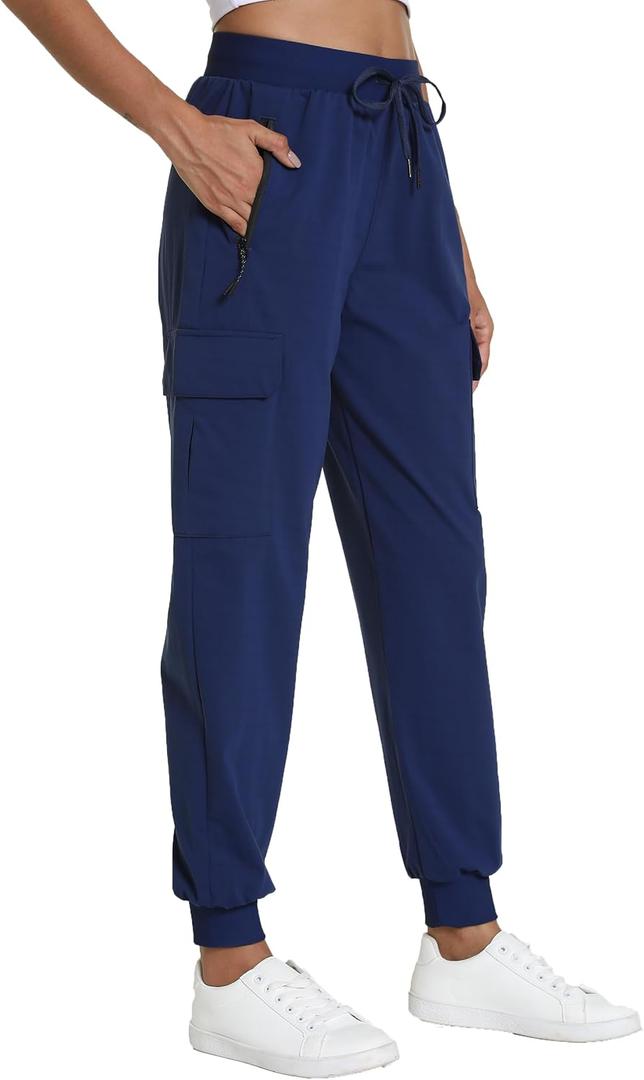 Kcutteyg Womens Water Resistant Hiking Pants with Pockets Quick Dry Soft Athletic Workout Joggers Pants for Camping Travel, Medium