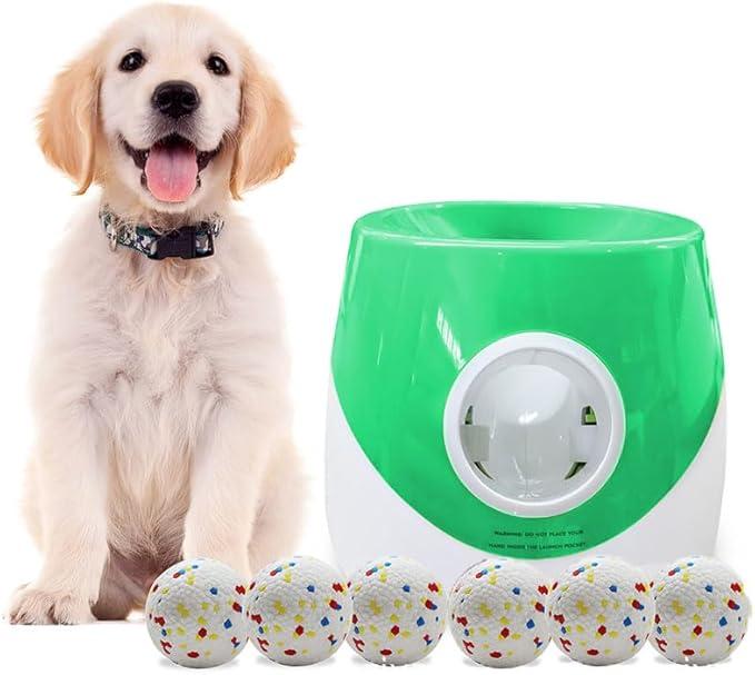 Interactive Dog Toys - Automatic Tennis Ball Launcher for Medium to Large Dogs, Outdoor Exercise & Training, Perfect Home Dog Toy 3 Ball (Greens, Large)