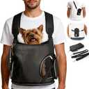 YUDODO Dog Front Backpack Carrier 5-15 lbs, Soft Breathable Pet Front Facing Carrier with Adjustable Straps, Multi-Pocket Design, for Small Dogs & Cats (with Detachable Sling Pouch - Black)