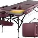 Professional Massage Table Portable 2 Fold Premium Memory Foam Aluminium Leg Hold Up to 1100LBS 8 Heights Adjustable with Carrying Bag Burgundy