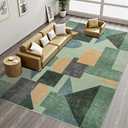Modern Area Rug 5x7,Ombre Low Pile Rugs,Non-Slip Non-Shedding Bedroom Rug,Indoor Geometric Carpet for Bedroom Kitchen Dining Room Office Home Decor5x7 Green