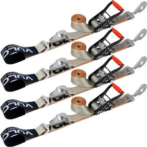 VULCAN Axle Tie Down Combo Strap with Snap Hook Ratchet - 2 Inch x 114 Inch - 4 Pack - Silver Series - 3,300 Pound Safe Working Load (Snap Hook, Silver Series (4Pack))