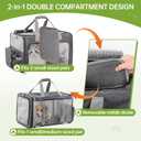 Cat Carrier for 2 Cats - Double Pet Carrier Extra Large, Dual Cabin Multi Cat Travel Carrier with Removable Divider, Collapsible, Can Hold 20 30 40 lbs for Two Small Kitten, a Medium Dog Gray