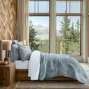 EverGrace Velvet Quilt Set King Size, Luxurious Soft Quilted Bedding Sets, Lightweight Velvet Comforter for All Season, Striped Channel Bedspread Coverlet with 2 Shams, 104" x 92", Blue Linen