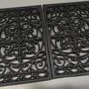 Sumnacon 2Pcs Rectangle Cast Iron Trivet - Heat Resistant Iron Trivet for Hot Dish Pot Pan Plate Teapot, Rustic Cast Iron Hot Dish Plate Holder for Kitchen Dining Table Countertop Cooktop