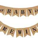 Boao Baby Is Brewing Banner Linen Baby Shower Banner for Gender Reveal Diaper Party Celebration Brown Decoration Party Supplies