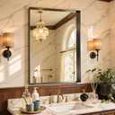 50"x30" Black Framed Bathroom Mirror, Large Rectangular Vanity Mirror, Aluminum Metal Frame, Wall Farmhouse Modern Wall-Mounted Mirrors for Bathroom, Bedroom, Living Room, Over Sink