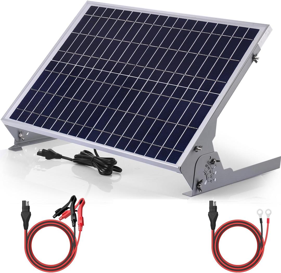 SUNER POWER 12V 30W Solar Battery Charger Maintainer, Built-in Ultra Smart MPPT Controller, Adjustable Mount Bracket, Waterproof 30 Watt Solar Panel Kit for 12 Volt SLA Deey Cycle AGM Lifepo4 Battery