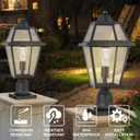 Large Outdoor Post Light Fixture, Colonial Exterior Pillar Lantern with Black Finish & Clear Glass, Vintage Pier Mount Pole Light Lamp for Garden, Backyard, Courtyard, Patio, Pathway, Walkway
