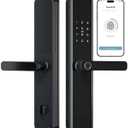 Smart Door Lock with Handle – Keyless Entry Deadbolt with Fingerprint, Touchscreen Keypad, Tuya App Control, Passcode & Key, Doorbell, Auto Lock Electronic Front Door Lock for Home Security, Black