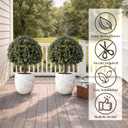 Artificial Topiary Ball Tree Outdoor Plants with Ground Spike 27" UV-Resistant Faux Shrubs, Eucalyptus Fake Plants for Indoor & Outdoor Use, Yard, Porch, and Patio Decor