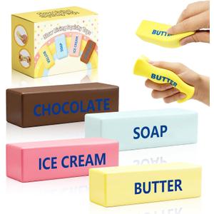 Butter Squishy 4 Pack - Slow Rising Squishy Toy | 4 different colors Squishies Butter Squeeze Toy for Stress Relief,Portable Desk Toy for Adults, Party Favors & Gifts