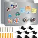 Bekith 2 Pack Stainless Steel Magnetic Board, 17.1" x 11.8" Magnet Bulletin Board to Display Magnetic Letters Numbers, Notes, Poetry, Photos, Spice Jars, Suitable for Wall, Refrigerator, Cabinet