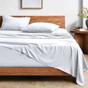 Bare Home Queen Sheet Set - Luxury 1800 Ultra-Soft Stonewashed Microfiber - Brushed - Deep Pockets - Easy Fit - Breathable Bedding - Sheet Sets & Pillowcases (Queen, White)