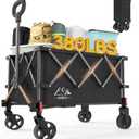 NWH Collapsible Wagon, 380lbs Heavy Duty Folding Wagons Carts with Wheels Foldable, Utility Cart with All-Terrain Wheels for Beach Outdoor Grocery Camping Garden