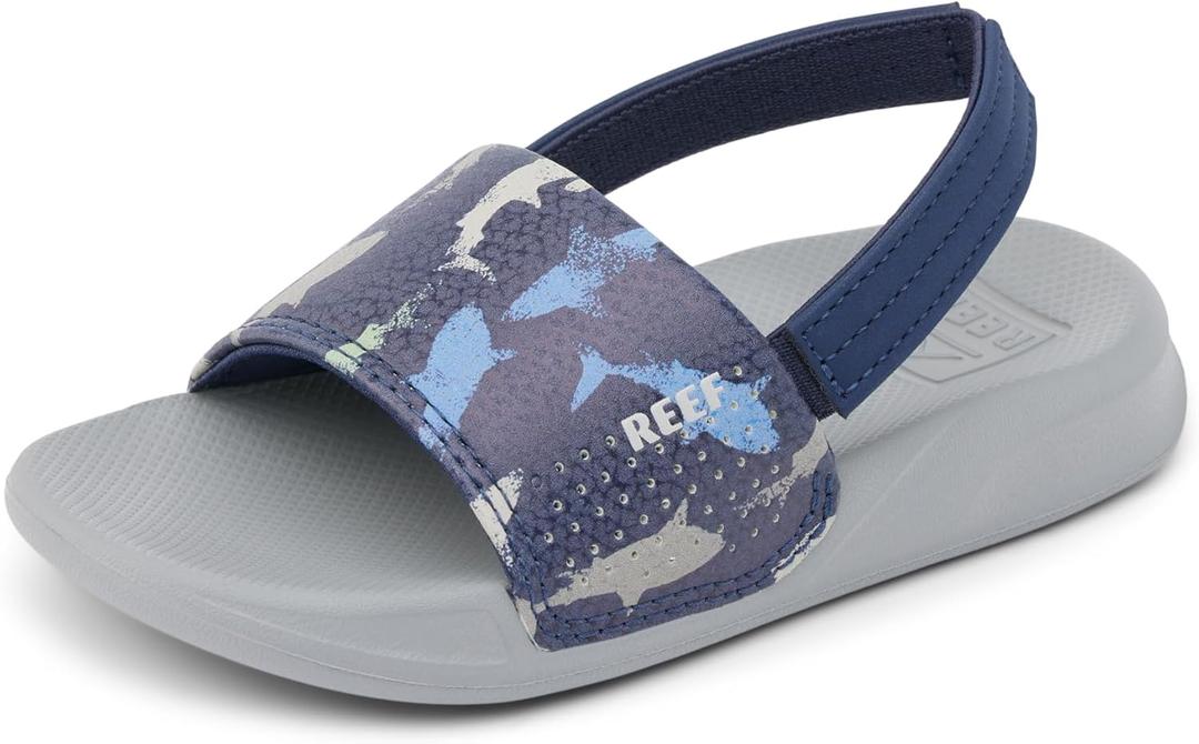 REEF unisex-child Little One Slide (3 Toddler, Navy Shark)