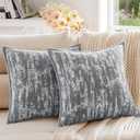 a moment Throw Pillow Covers 20x20 Inch Set of 2, Soft Textured Decorative Tie-Dye Style Cushion Covers, Modern Boho Farmhouse Home Decor Pillow Cases for Couch, Bed, Living Room,Grey
