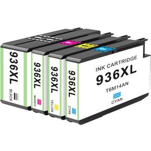 936XL Ink Cartridge (4-Pack) Replacement for HP 936e 936 XL Combo Pack Black Color for HP936 OfficeJet 9125e 9135e 9120e 9122e 9128e 9110 9120 9110b 9120b 9130b 9130e 9730e Printer Cyan Magenta Yellow
