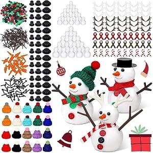 Liliful 30 Pack 1081 Pcs Christmas Snowman DIY Craft Kits Build a Snowman Crafts Accessories for Winter Parties Christmas Stuffers Xmas Gift(Foam)