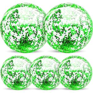 5 Pack Inflatable Glitter Beach Balls St Patricks Party Decoration 24 Inch 16 Inch Pool Toys Balls Glitters Inflatable Clear Beach Ball Swimming Pool Water Beach Toys Outdoor St Patricks Party Favors
