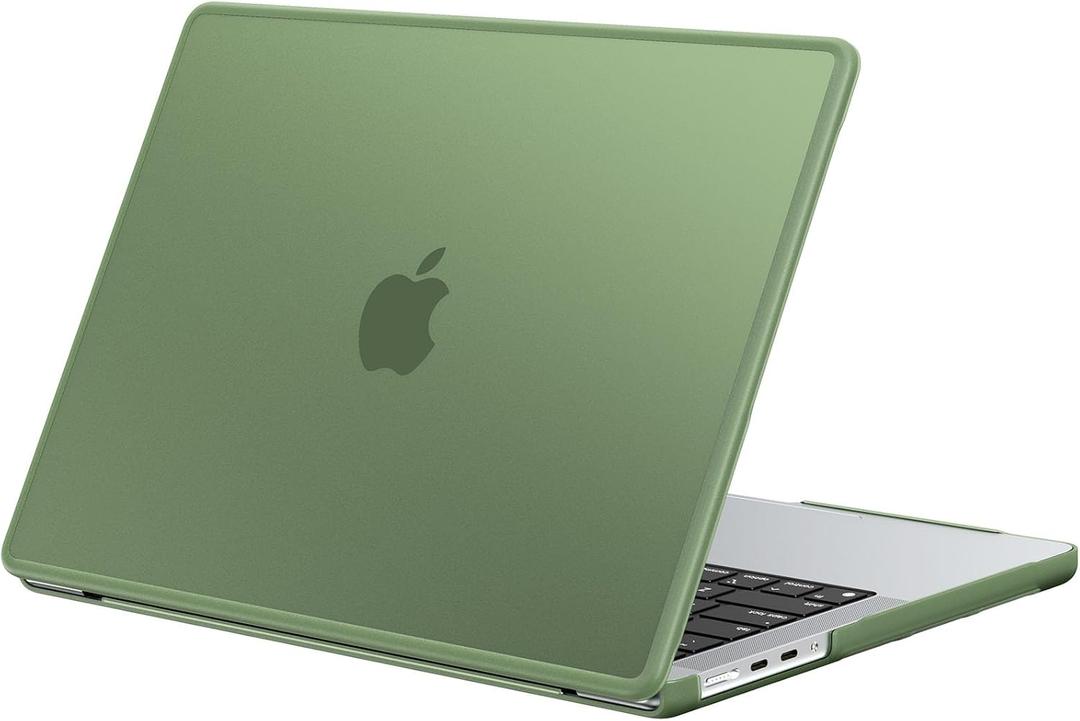 BlueSwan Anti-Cracking Hard Shell Case Compatible with MacBook Pro 14-inch M5 2026 2025-2021 Release M4 M3 M2 M1 Pro/Max Chip, Anti-Fingerprint Soft TPU Bumper, Frosted Midnight Green