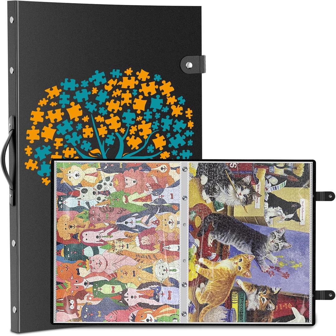 Puzzle Storage Folder for 1000 Pieces with 24 Sheets/48 Puzzles, Large Capacity Portable Puzzle Album to Store Finished Puzzles