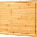 Allsum 24x18" Extra Large Bamboo Cutting Boards for Kitchen, XXL Wood Charcuterie Boards Cheese Serving Tray with Side Handles and Juice Grooves, Solid Durable Reversible