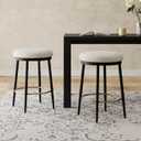 24.75'' Modern Counter Stools Set of 2,White Counter Stools with Iron Frame,Sponge Cushion,Footrest,Suitable for Kitchen/Bedroom/Dining Room