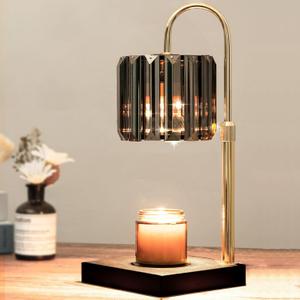 Candle Warmer Lamp with Timer, Dimmable Electric Candle Warmer Adjustable Height, Glass Modern Candles Melter Lamp, Black