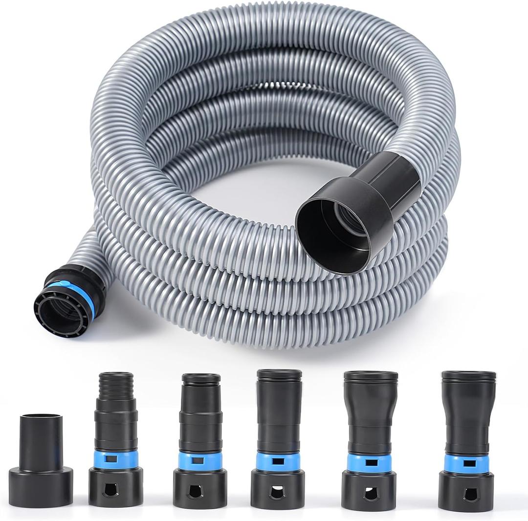 16FT Shop Vac Hose Dust Collection Hose Kit for Home & Shop Vacuum System with Expanded Multi-Brand Power Tool Adapter Set with 6 Sander Vacuum Adapters for 2-1/ 4" Dust Collector Vacuum Connection