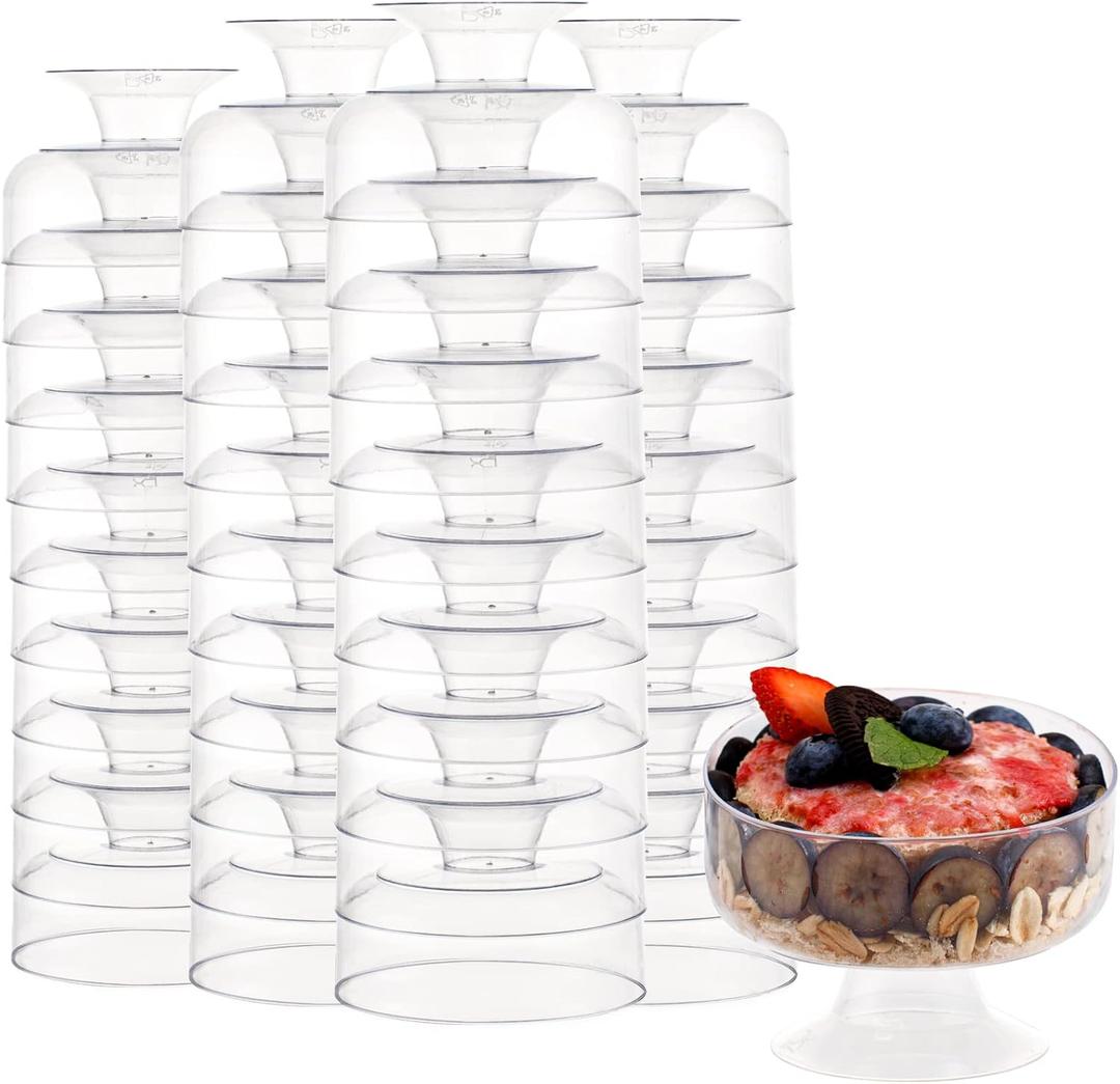 Supernal 7oz Clear Dessert Cups,60 Pack Plastic Dessert Cups Serves 60 Guests,Ice Cream Cups Disposable,Clear Plastic Appetizer Cups Peferct for Desserts Cocktails Fruit Parfait Trifle Mousse Pudding